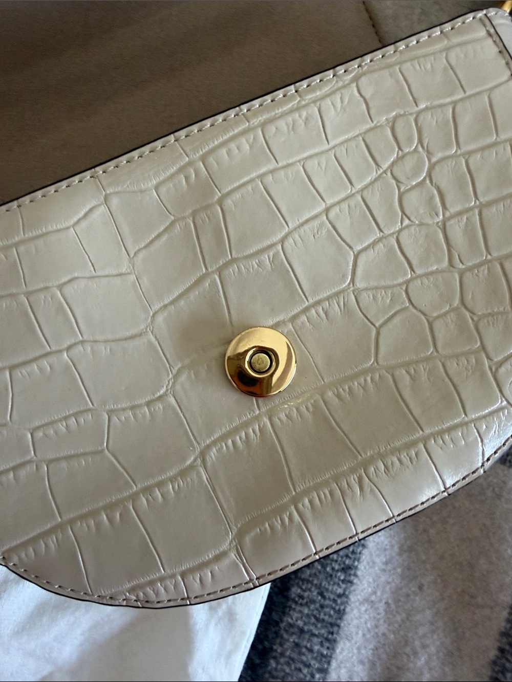 orYANY Cream Croc-Embossed Crossbody with Striped Strap & Gold Accent - Picture 9 of 11
